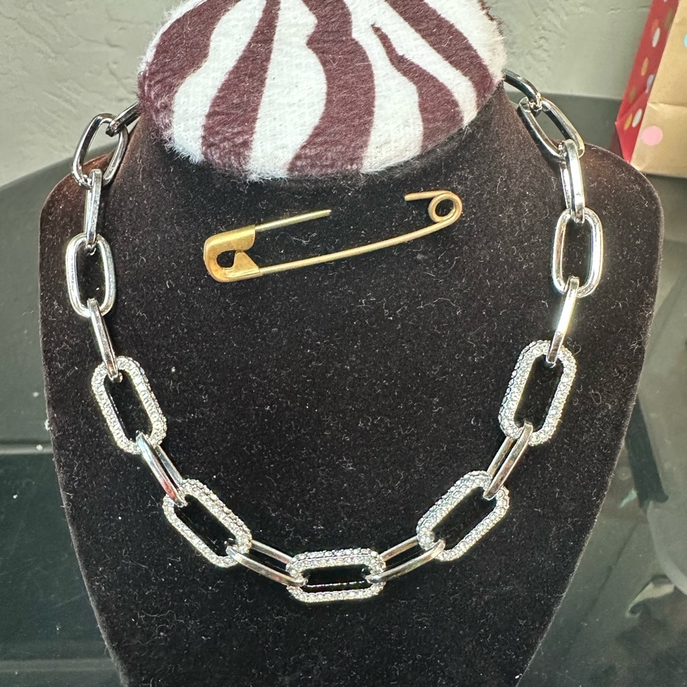 Signed PL Chunky Silver Chain Necklace
